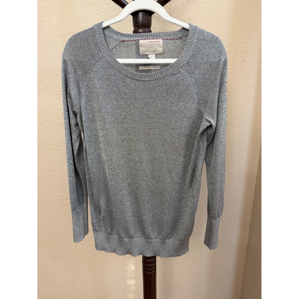 Banana Republic Heritage Silver Metallic Italian Yarn Crewneck Sweater Medium